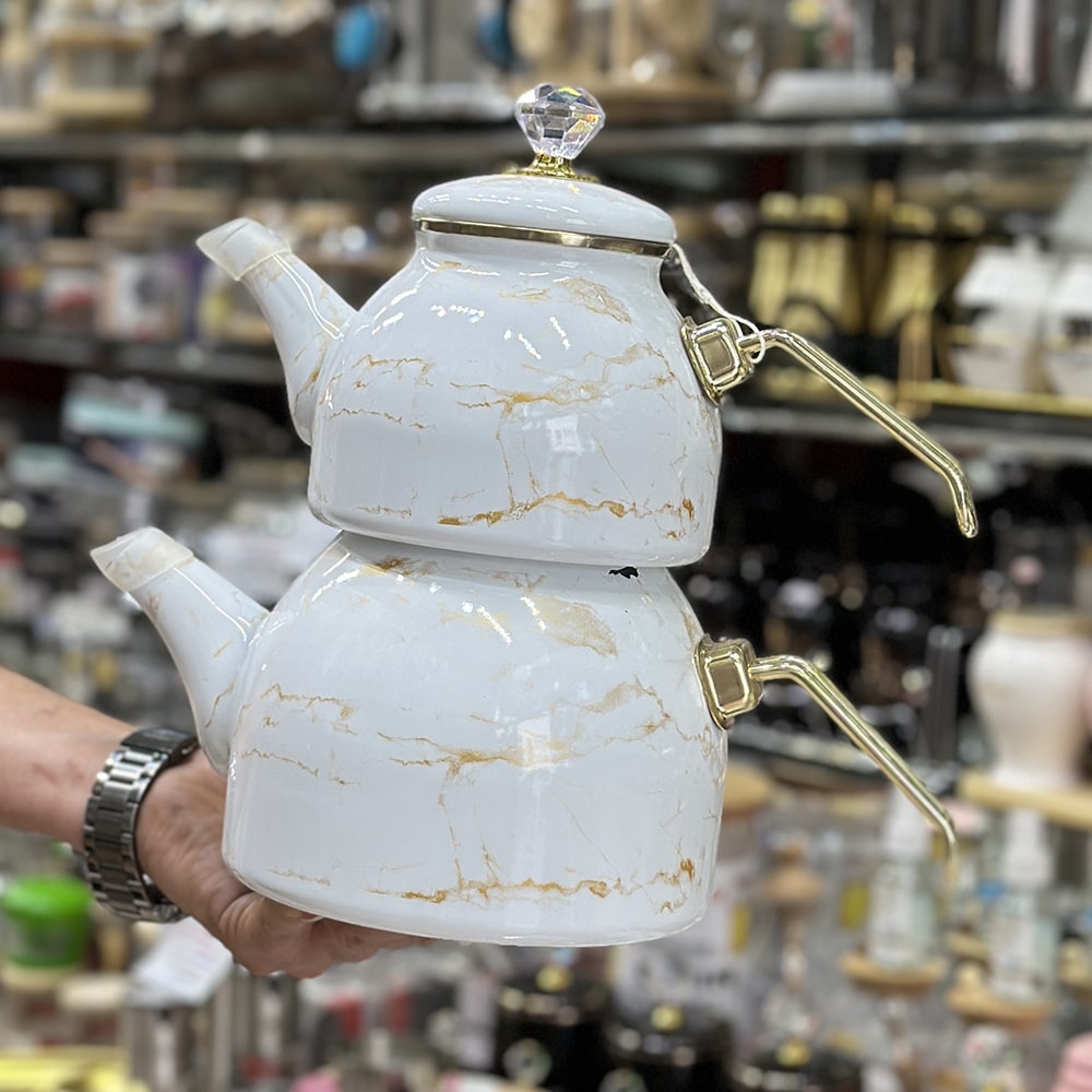 کتری و قوری لعابی ترک مدل 1