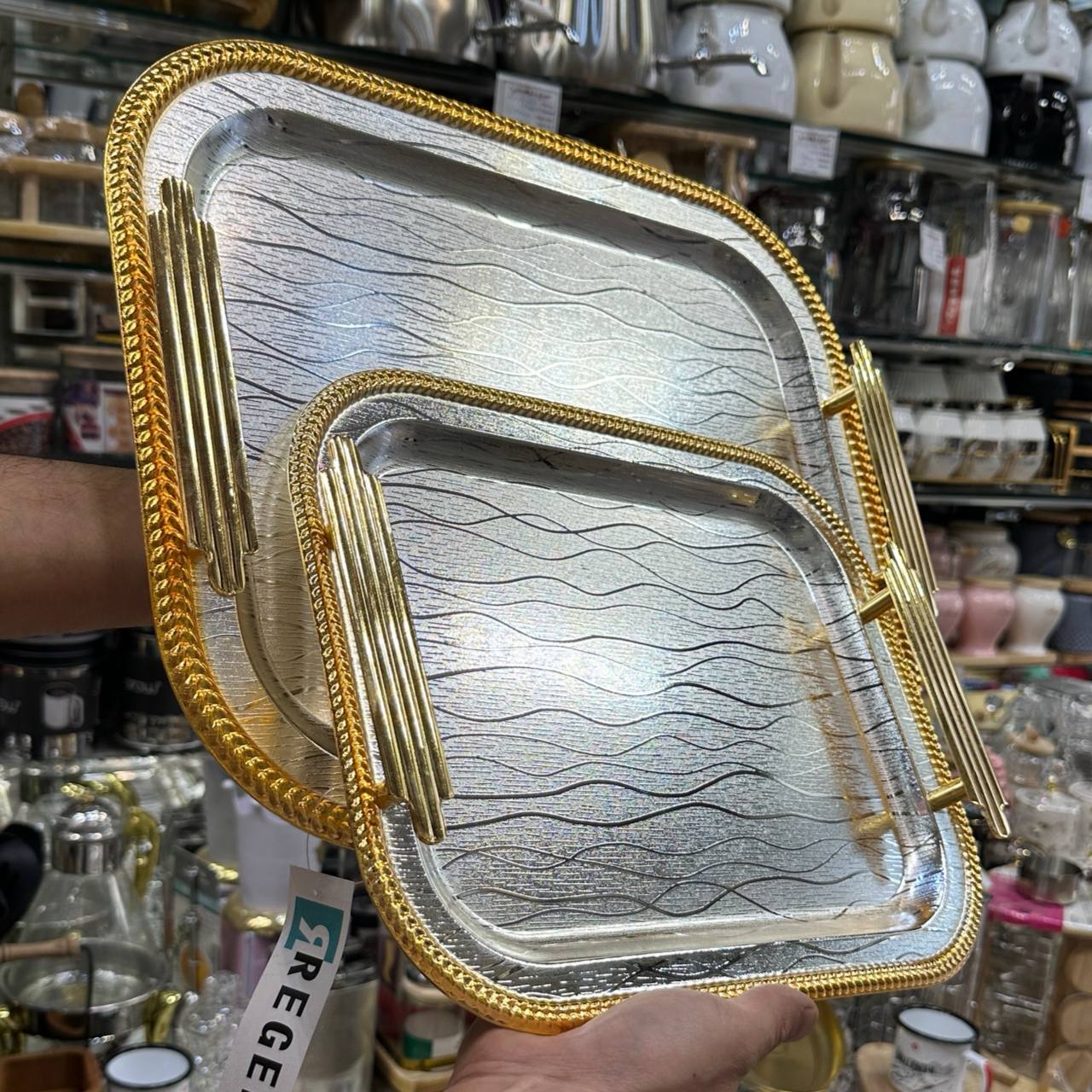 سینی استیل 2 تیکه طرح 2