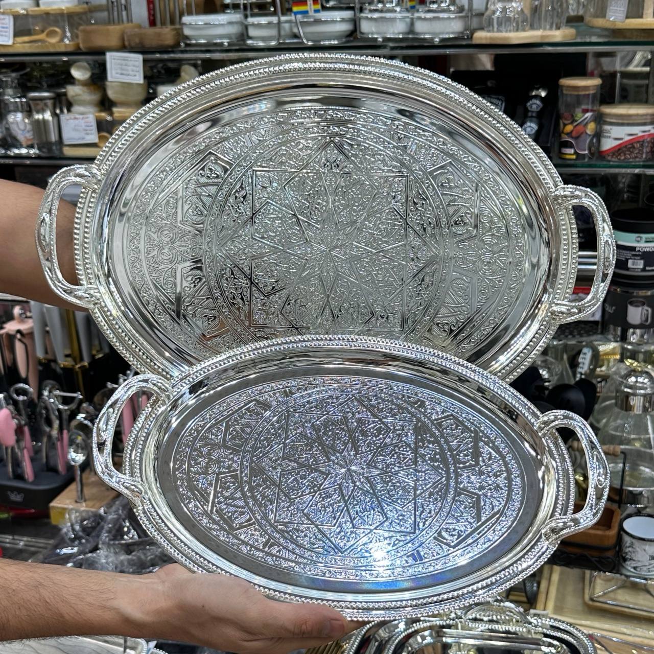 سینی استیل 2 تیکه طرح 4