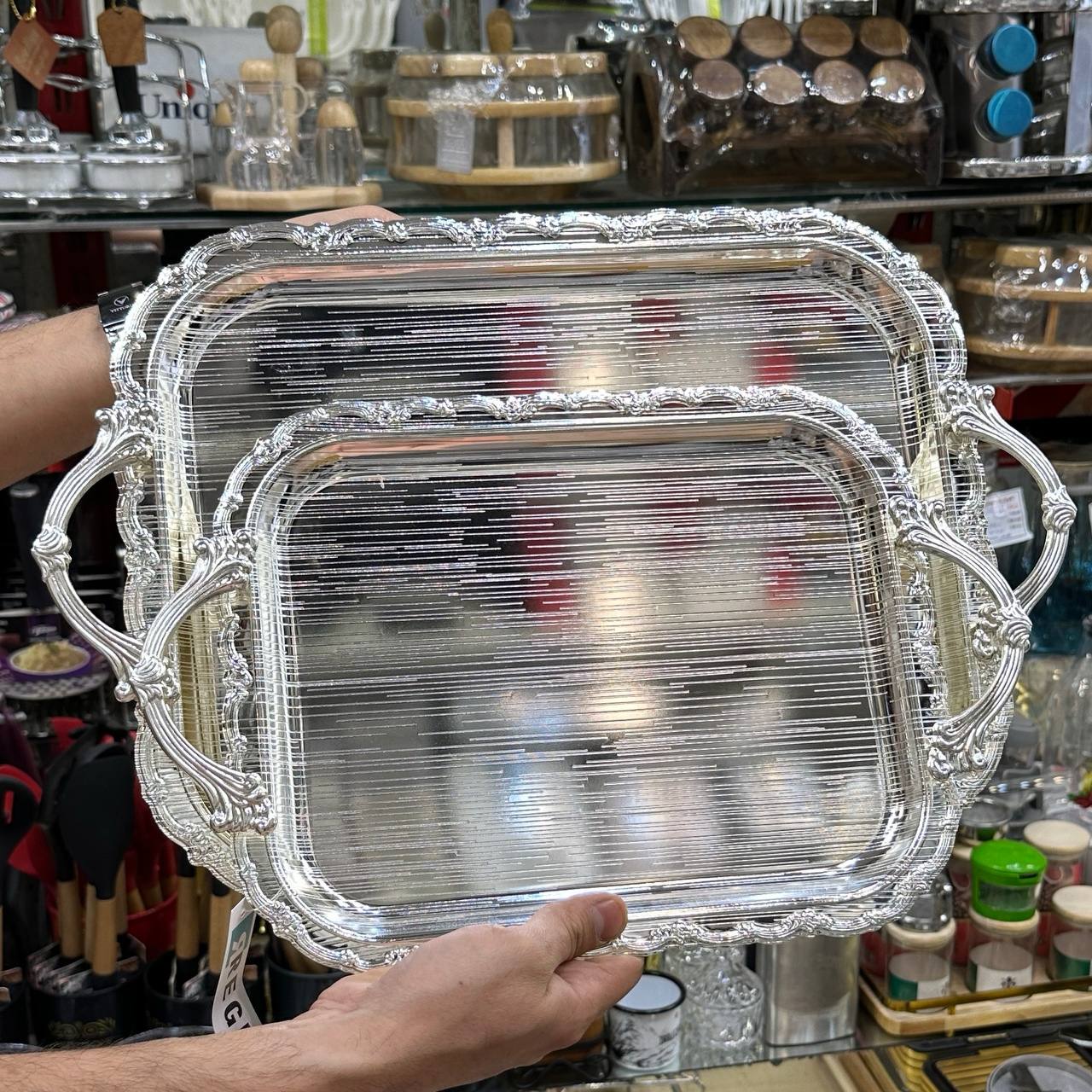 سینی استیل 2 تیکه طرح 5