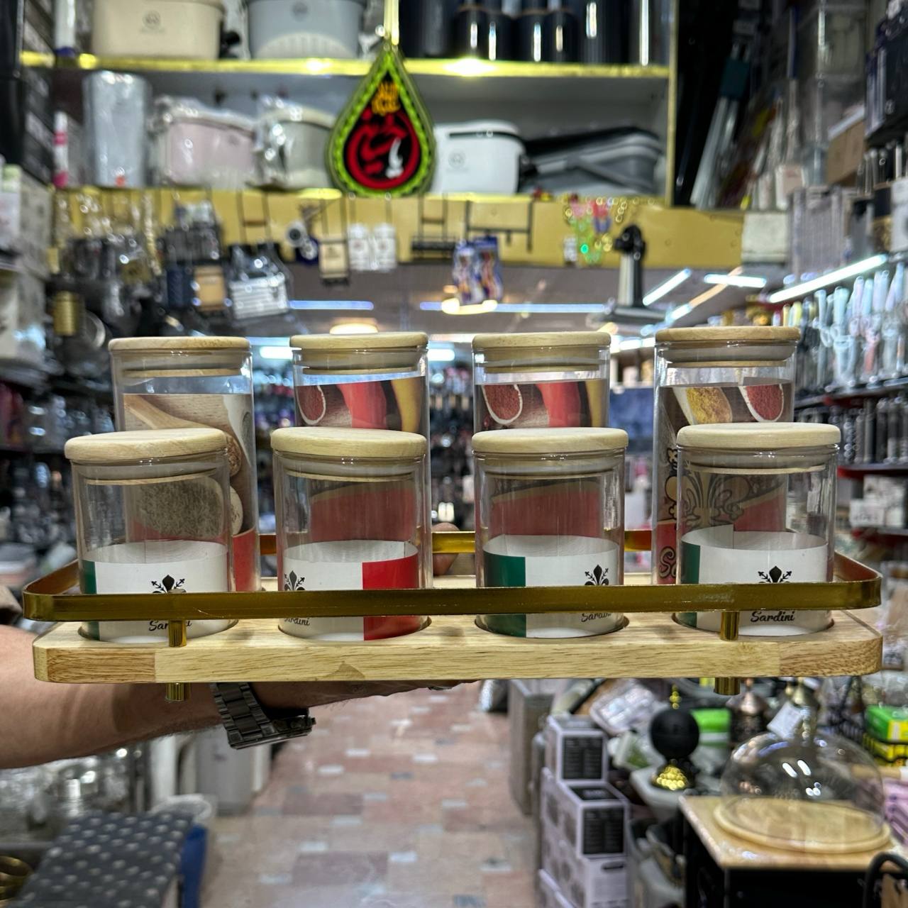 ست ادویه ۸ عددی با استند چوبی