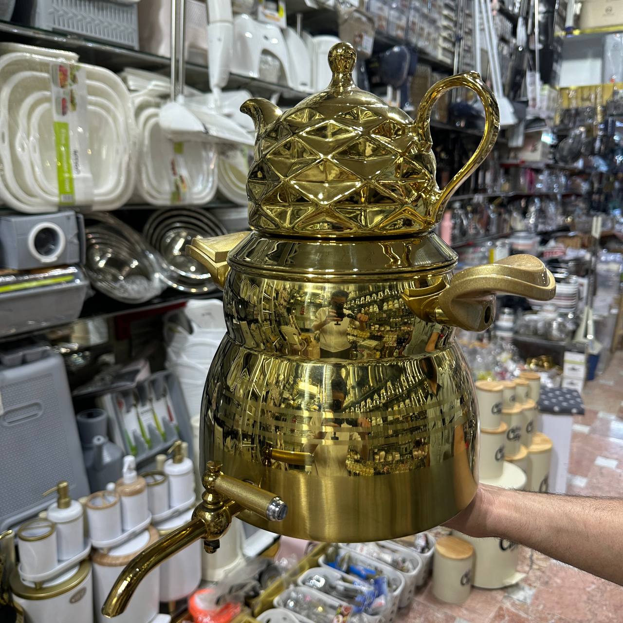 کتری قوری طلایی برند کروپ ست