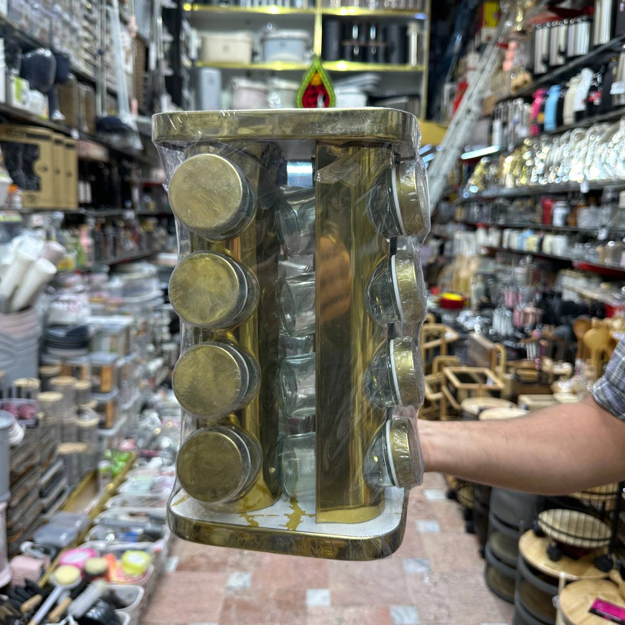 جا ادویه استیل طلایی