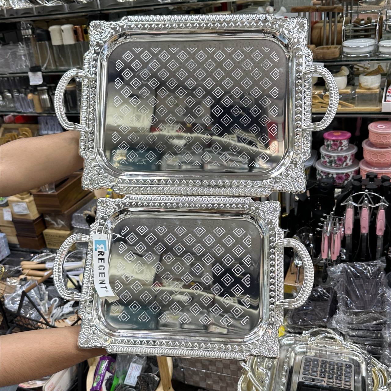 سینی استیل 2 تیکه طرح 6