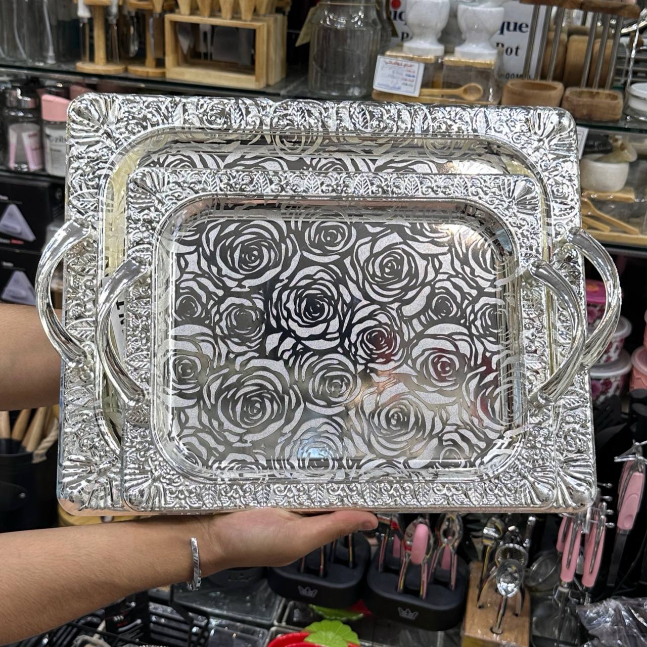 سینی استیل 2 تیکه طرح 7