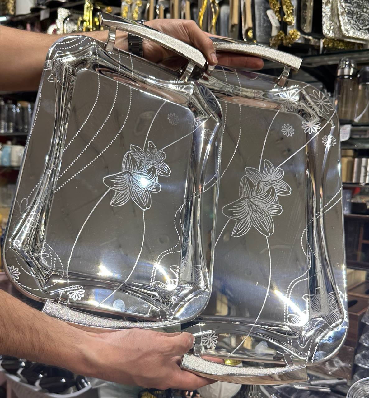 سینی استیل 2 تیکه طرح 10