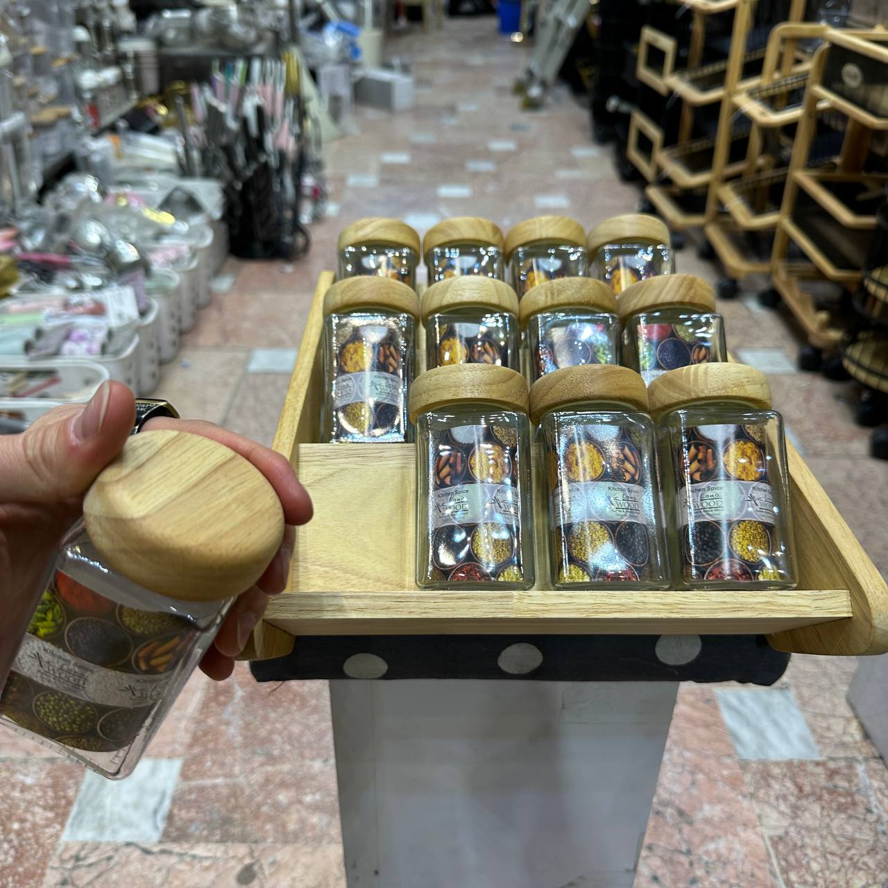 جا ادویه چوبی حالت مربع لونا