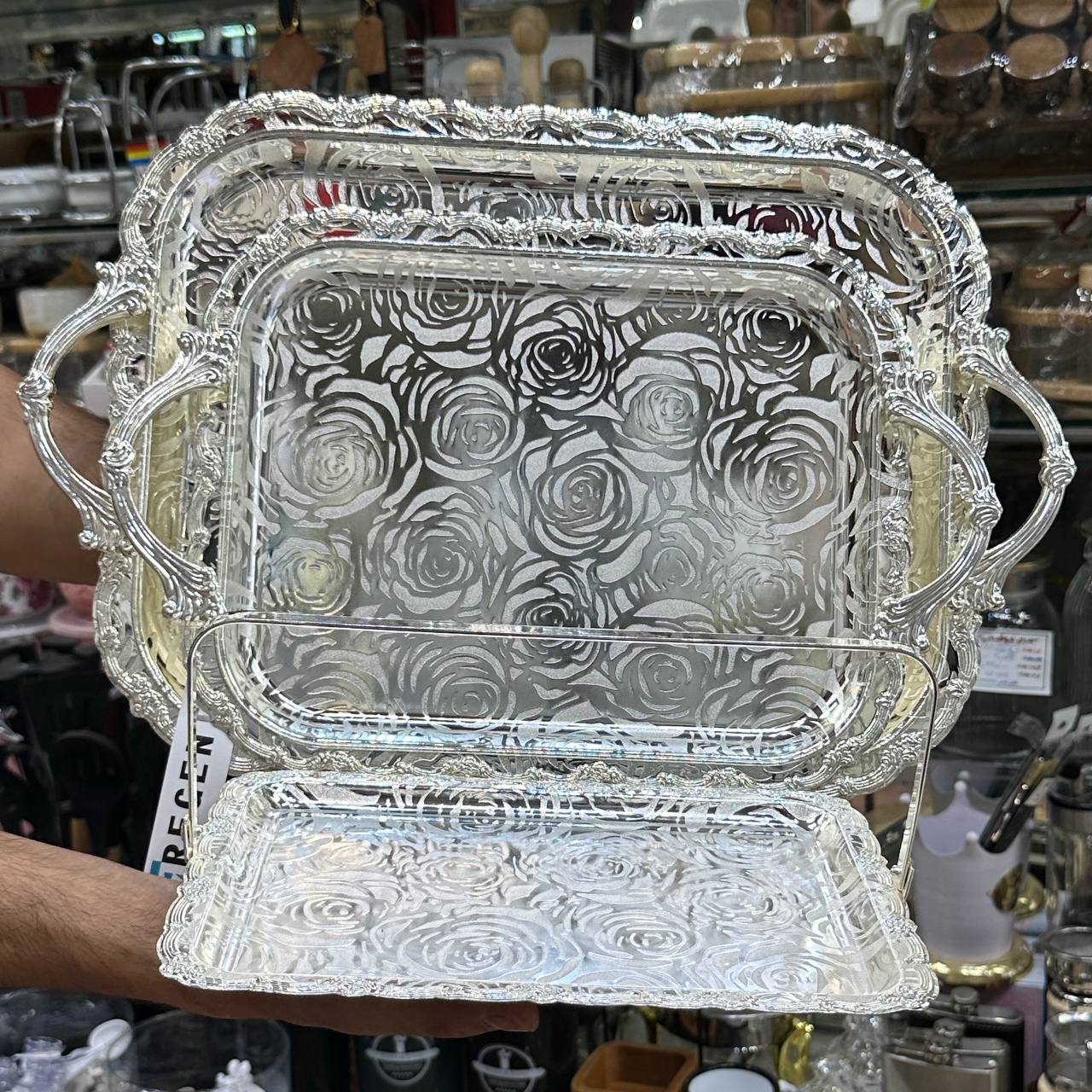 سینی استیل 3 تیکه طرح 2