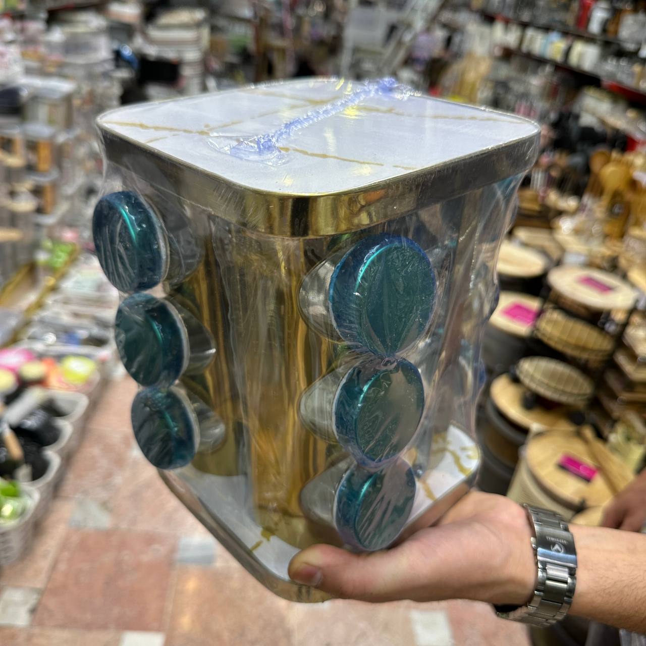 جا ادویه استیل طلایی