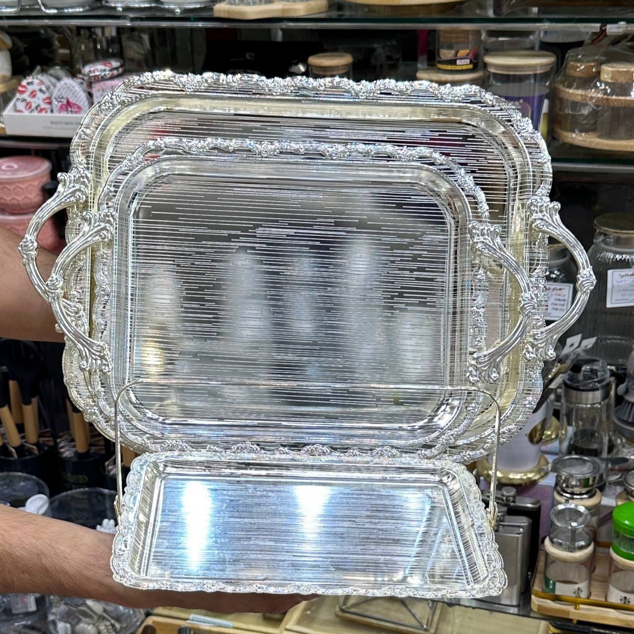 سینی استیل 3 تیکه طرح 3