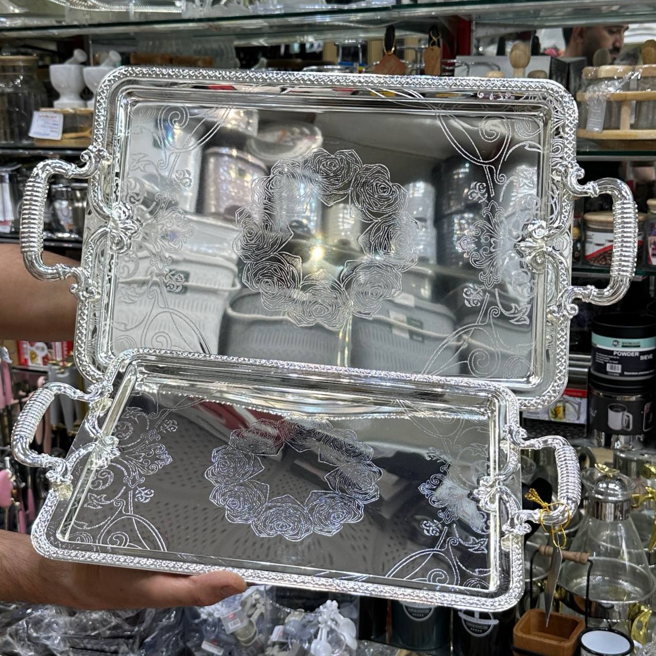 سینی استیل 2 تیکه طرح 1