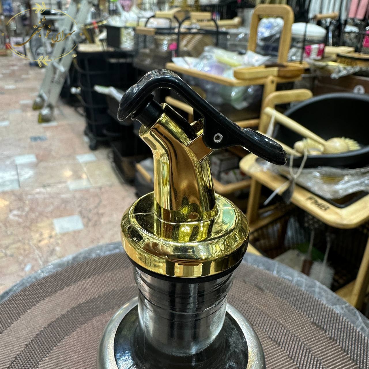 بطری روغن و آبلیمو استیل و شیشه طرح دار