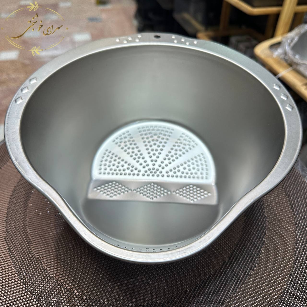 آبکش برنج استیل طلایی و نقرهای