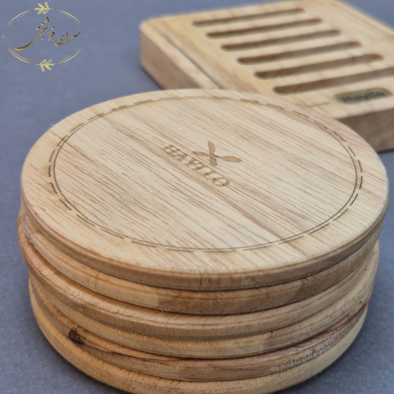 زیر لیوانی چوبی گرد