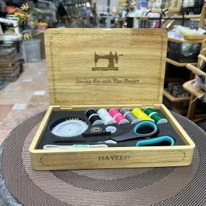 جعبه نخ سوزن و خیاطی چوبی هایلو مدل الماس