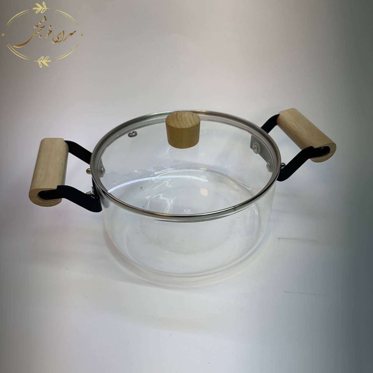 قابلمه پیرکس 2.5 لیتری دسته چوبی