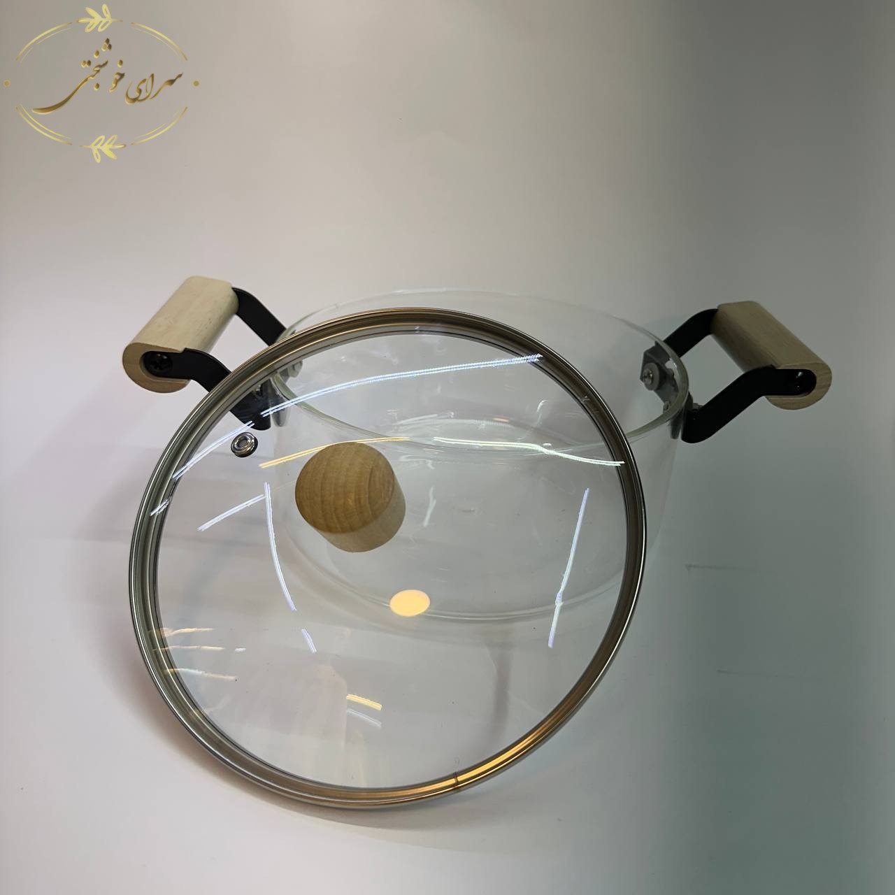 قابلمه پیرکس 2.5 لیتری دسته چوبی