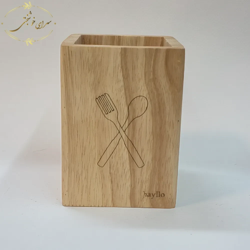 جا قاشقی چوبی رومیزی مدل حکاکی شده (برند Hayllo) - تصویر 2
