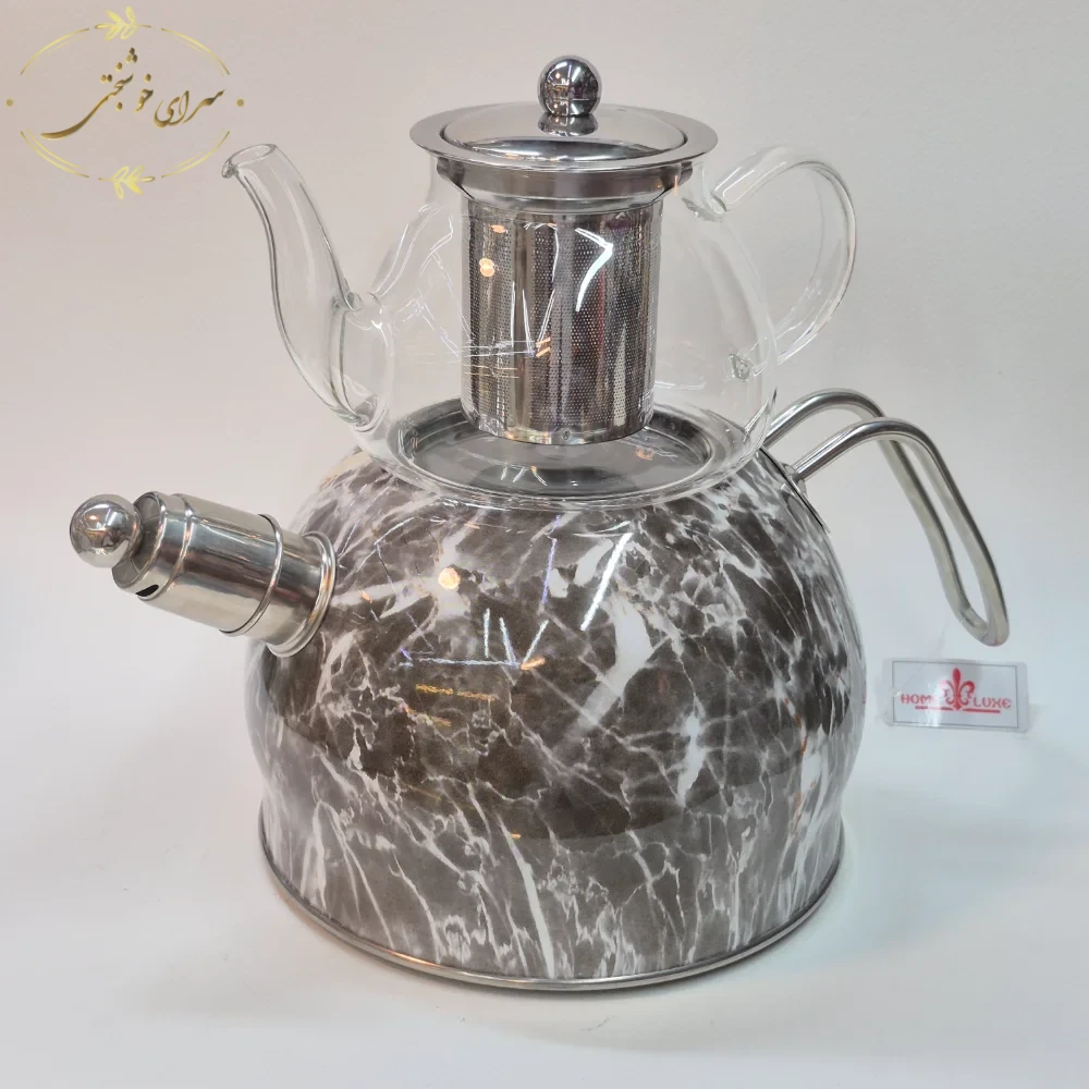 ست کتری و قوری روگازی طرح مرمر دودی