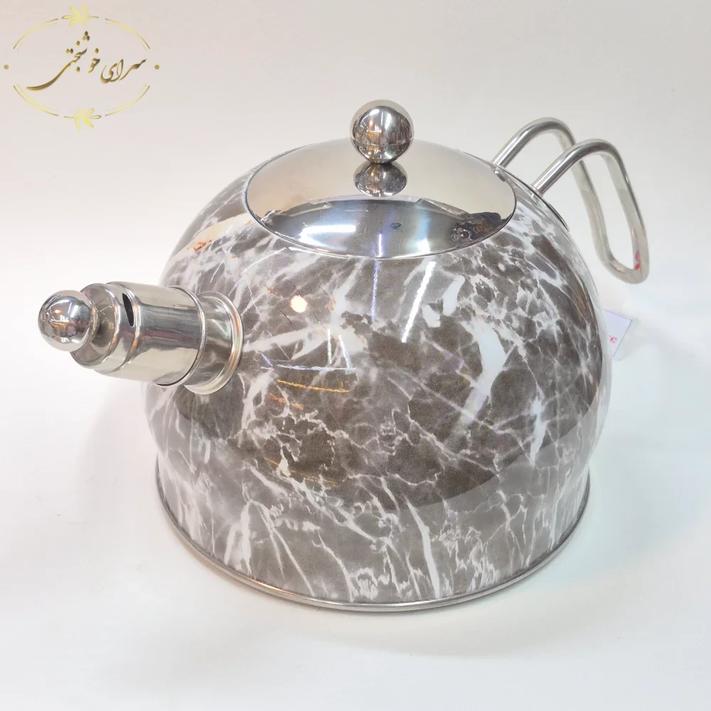 ست کتری و قوری روگازی طرح مرمر دودی با قوری پیرکس و فیلتر استیل - تصویر 3