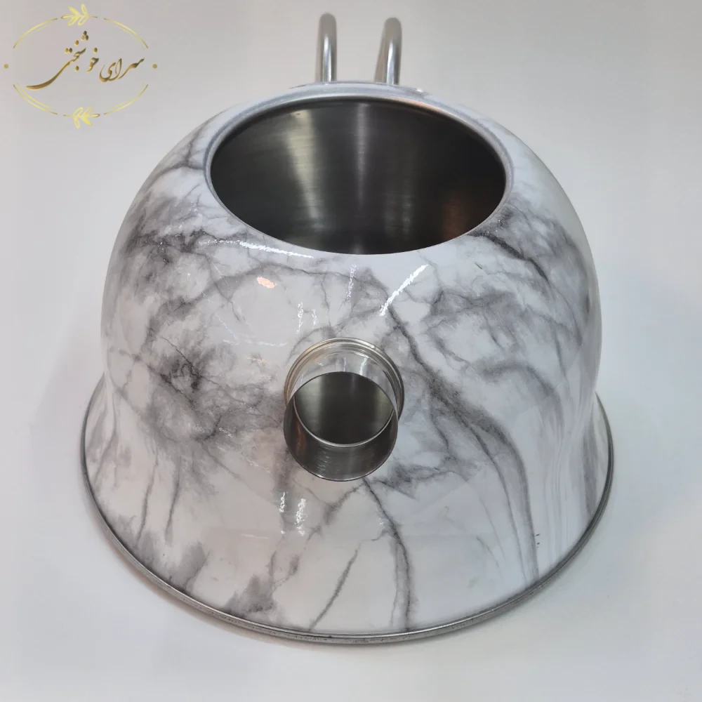 ست کتری و قوری روگازی طرح مرمر سفید طوسی با قوری پیرکس و فیلتر استیل - تصویر 4