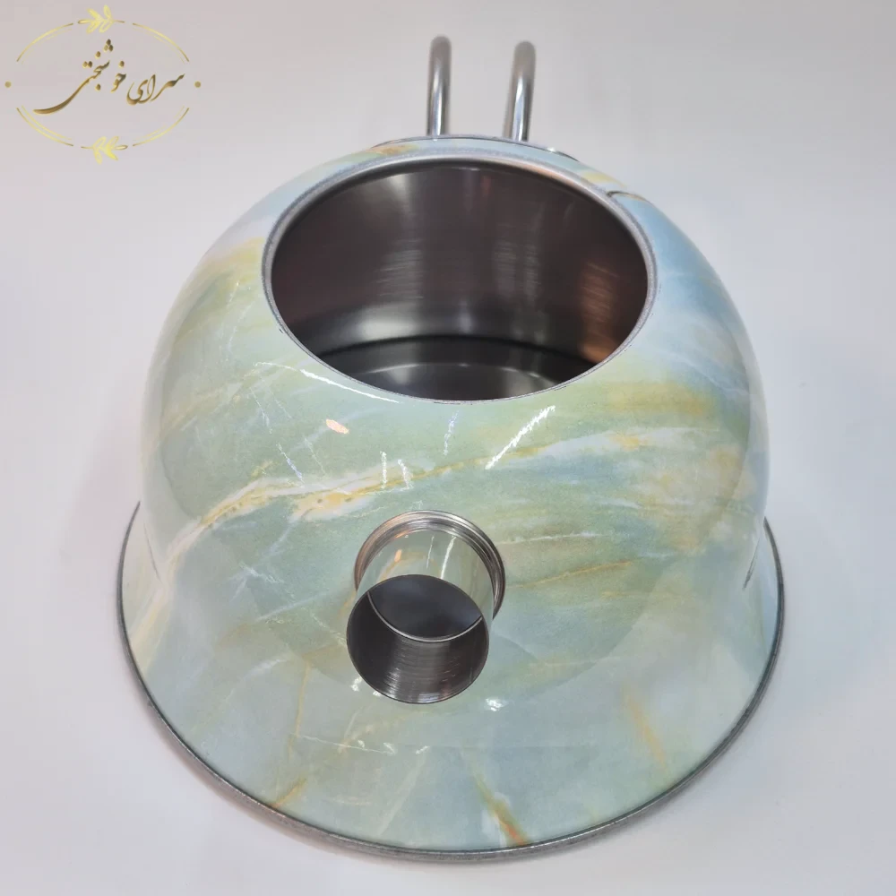 ست کتری و قوری روگازی طرح مرمر آبی طلایی با قوری پیرکس و فیلتر استیل - تصویر 3
