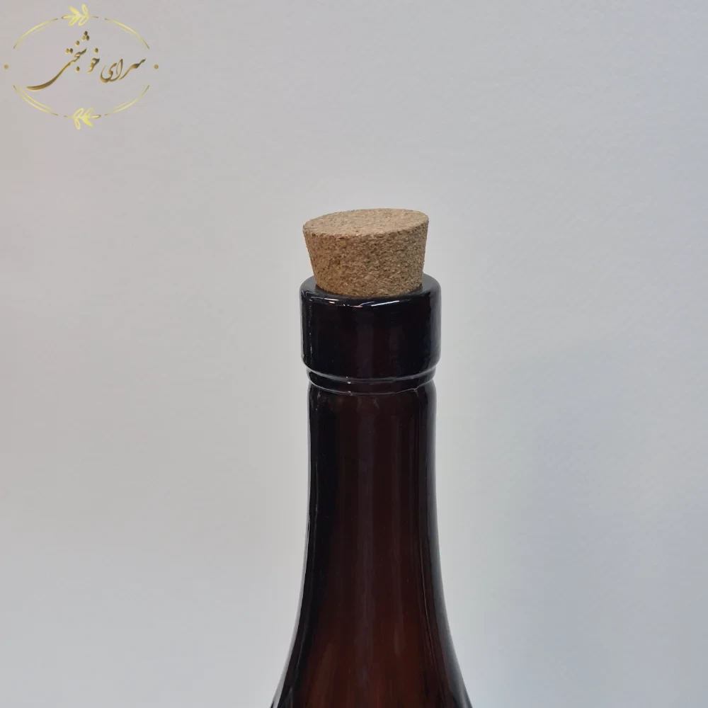 بطری شیشه ای قهوه ای درب چوب پنبه ای مدل شیاردار