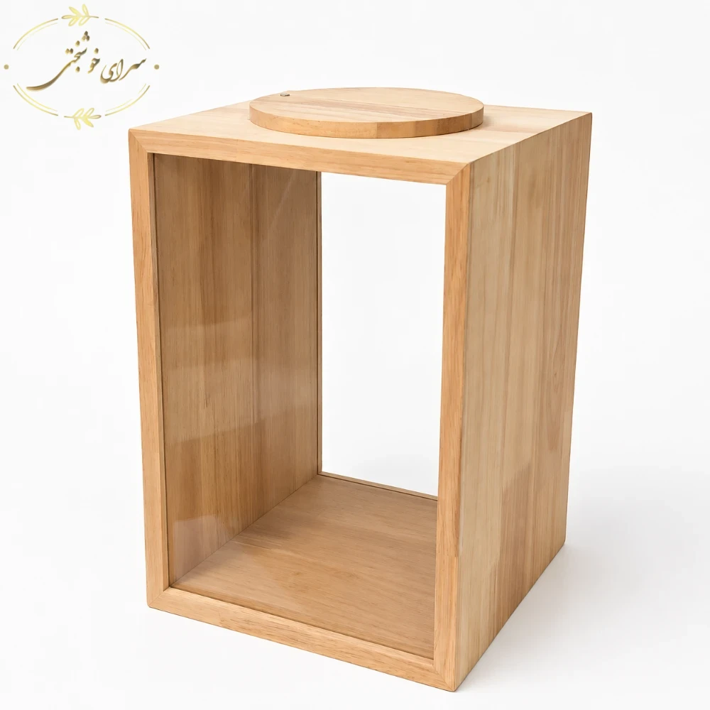 سطل برنج چوبی با پنجره شفاف