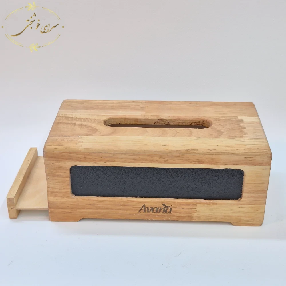 ست چوبی جادستمال کاغذی و سطل آشغال رومیزی آوانا مدل مشکی
