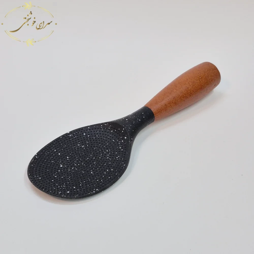 کفگیر برنج نچسب طرح گرانیتی دسته چوبی