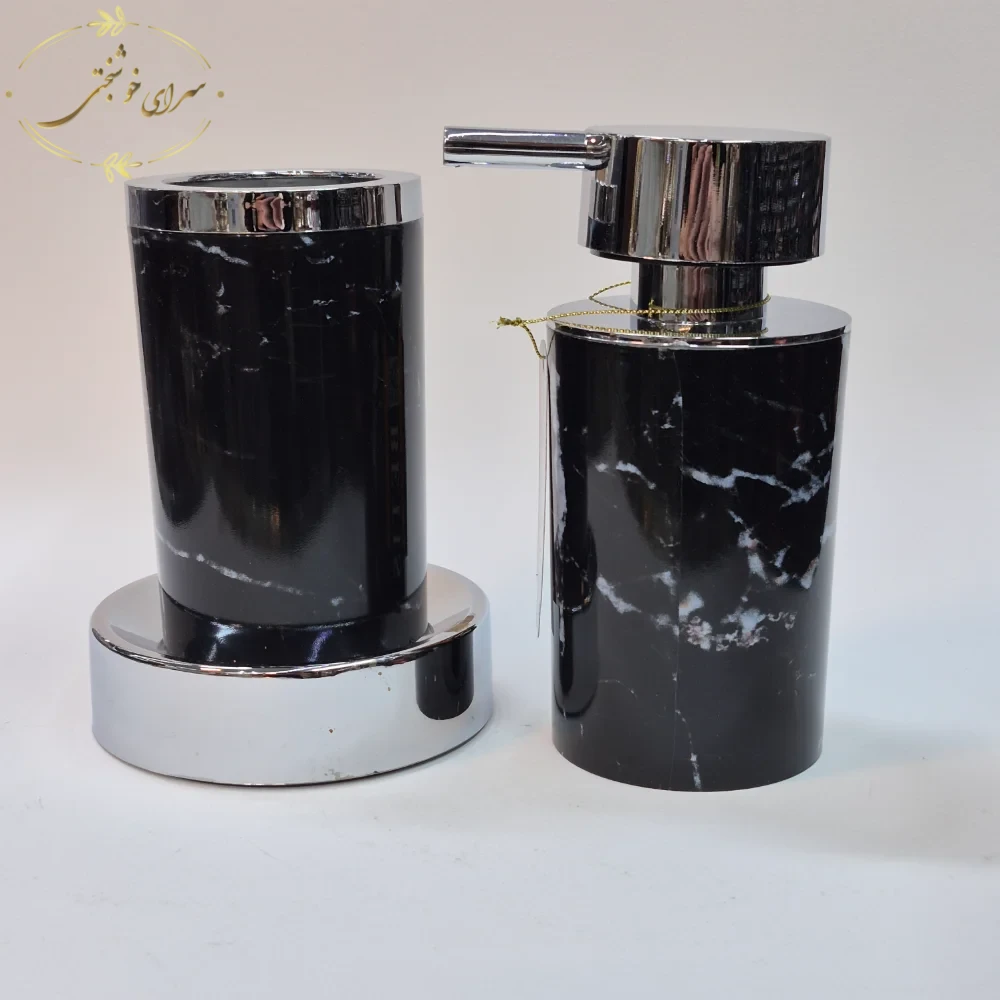 ست سرویس بهداشتی 4 پارچه بتیس طرح سنگ | سطل، جا مایع، جا مسواکی و فرچه - تصویر 3