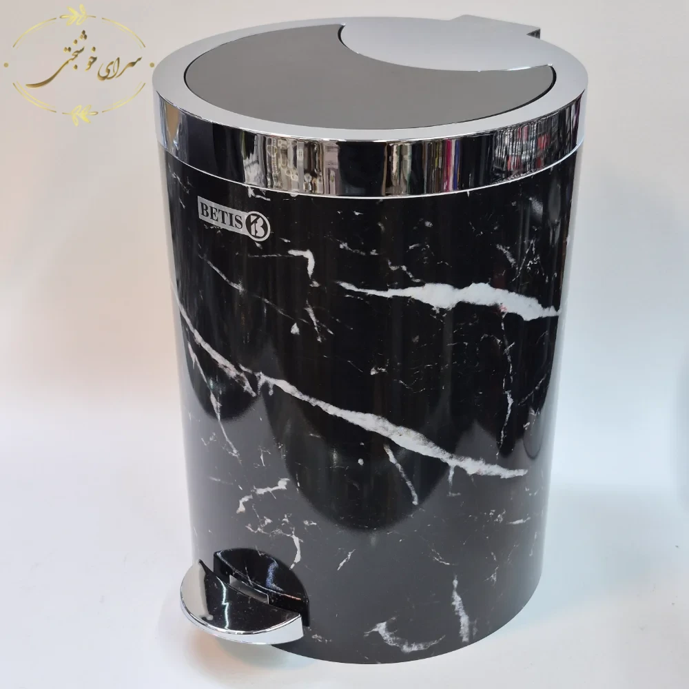 ست سرویس بهداشتی 4 پارچه بتیس طرح سنگ | سطل، جا مایع، جا مسواکی و فرچه - تصویر 4