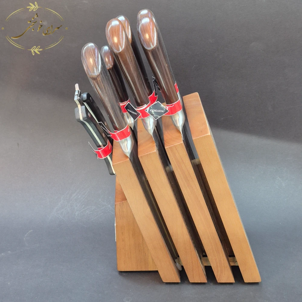سرویس چاقو کاراجا پایه چوبی