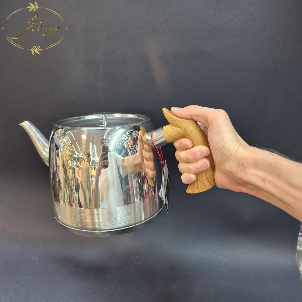 کتری و قوری لوله ای نزاز دسته طرح چوب 3.5 لیتری