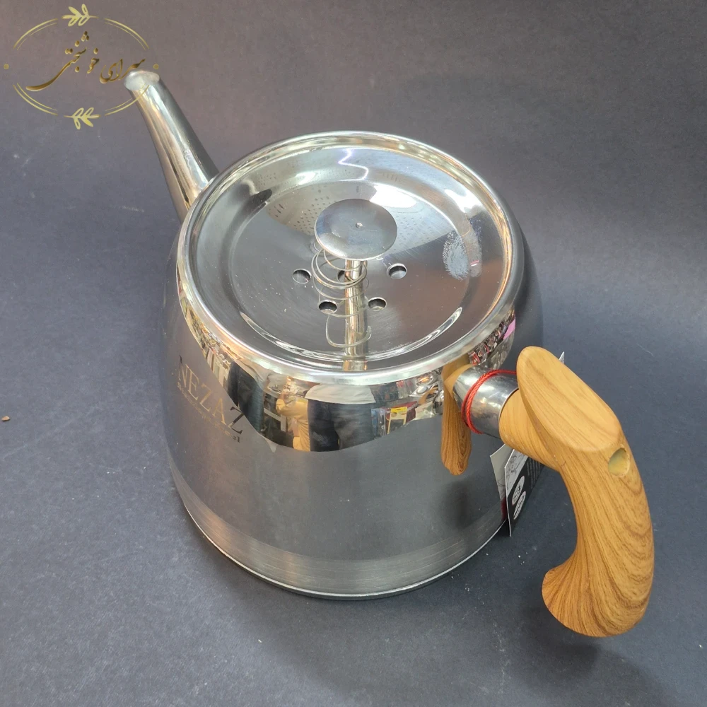کتری و قوری لوله ای نزاز دسته طرح چوب 3.5 لیتری