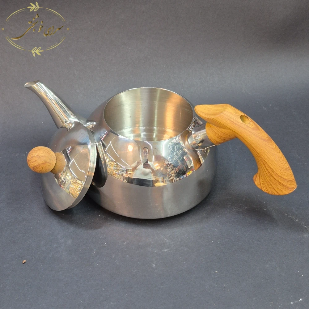 کتری و قوری لوله ای نزاز دسته طرح چوب 3.5 لیتری