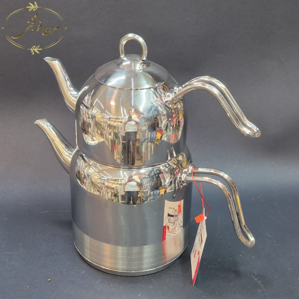 کتری و قوری لوله ای تمام استیل نزاز 3.5 لیتری