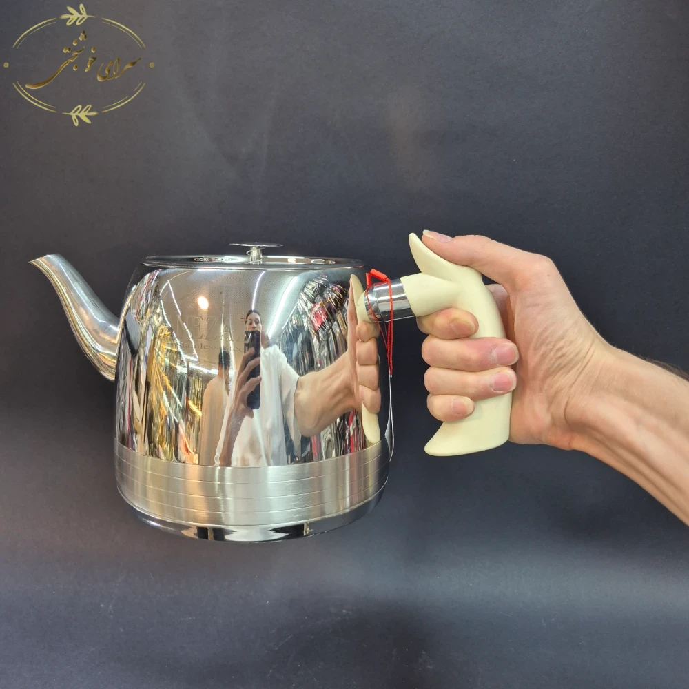 کتری و قوری لوله ای نزاز دسته کرم 3.5 لیتری