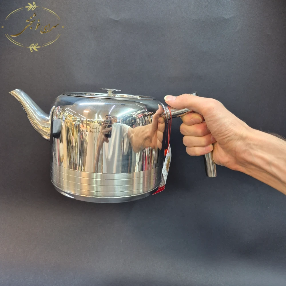 کتری و قوری لوله ای نزاز دسته استیل 3.5 لیتری