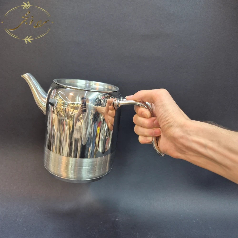 کتری و قوری لوله ای نزاز دسته استیل دوتایی 3.5 لیتری