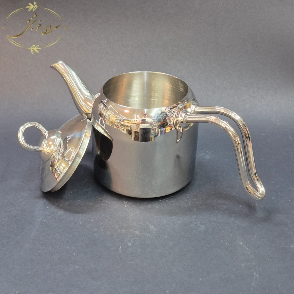 کتری و قوری لوله ای نزاز دسته استیل دوتایی 3.5 لیتری
