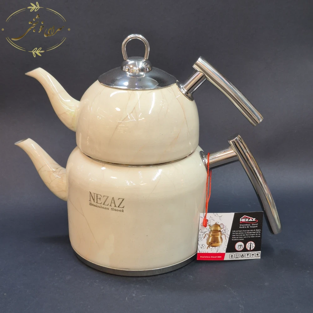 کتری و قوری لوله ای نزاز طرح مرمر 3.5 لیتری