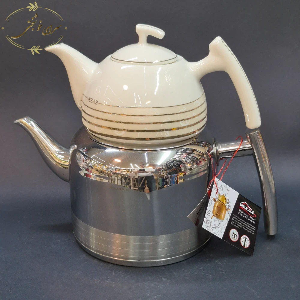 کتری لوله ای نزاز با قوری چینی 3.5 لیتری